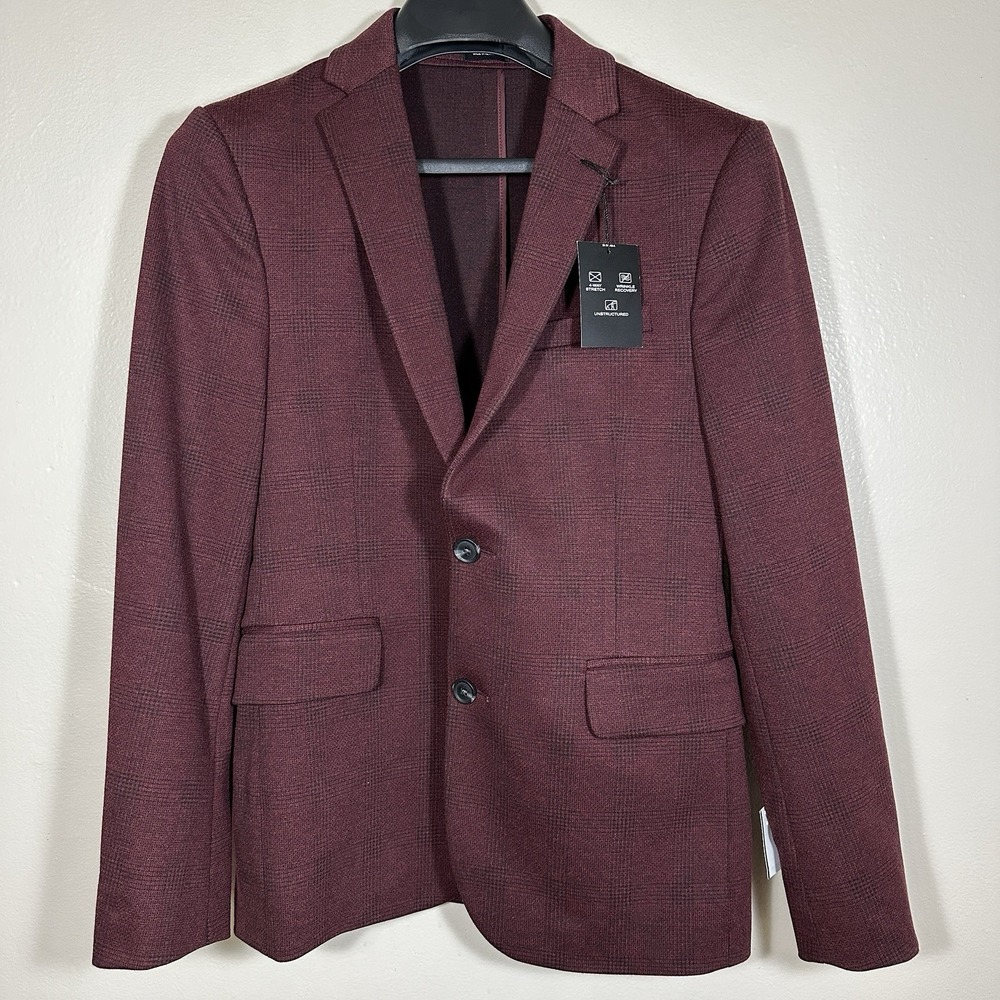 JF J. Ferrar Men's  34/36 SH‎ Ultra Comfort Slim Fit Suit Jacket Burgundy Twill